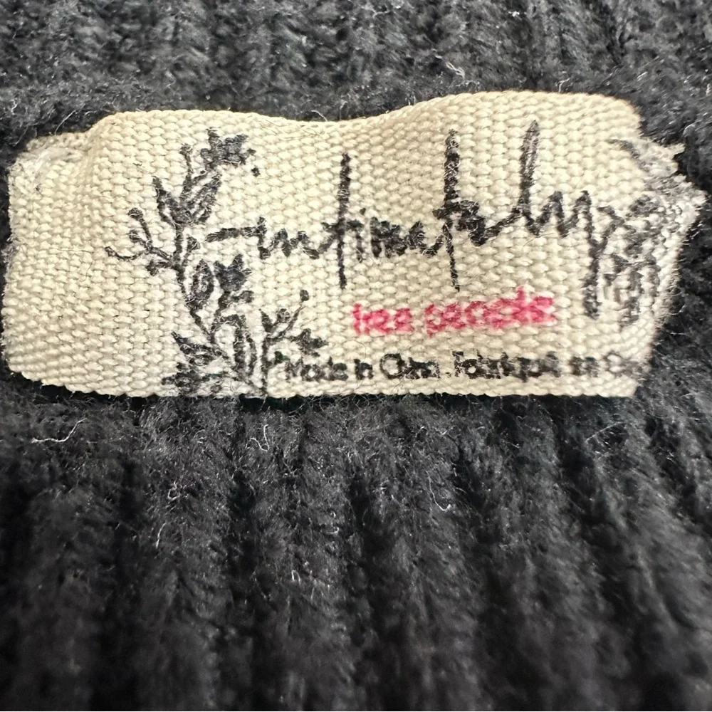 Free People‎ Cable-Knit Short-Sleeve Sweater Black Cropped Size Medium